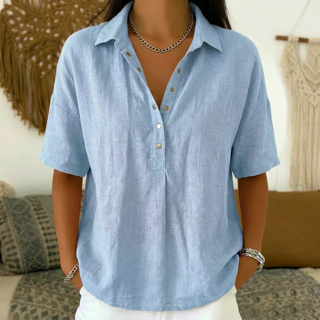 Blouse met Kraag & Knoopdetail
